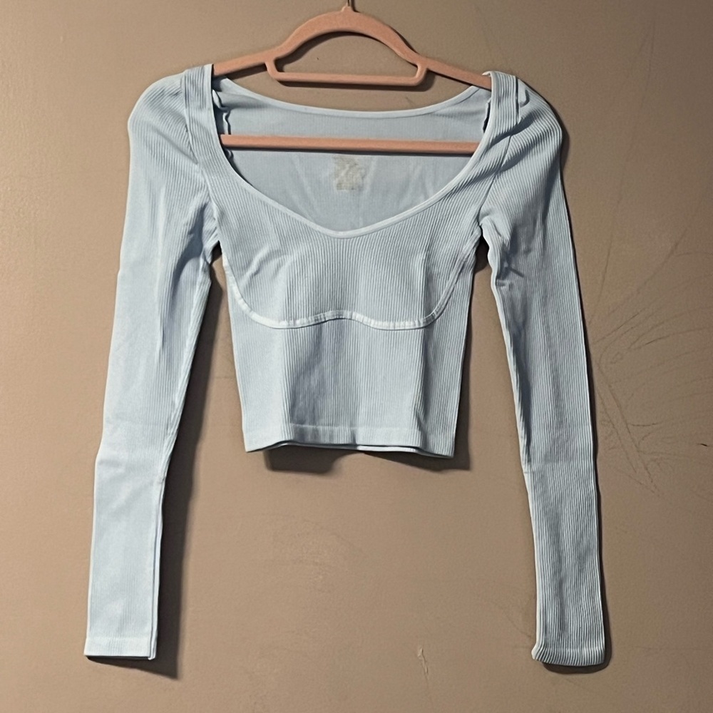 Free People Intimately Meg Seamless Long-Sleeve Cami in Light Blue Size XS